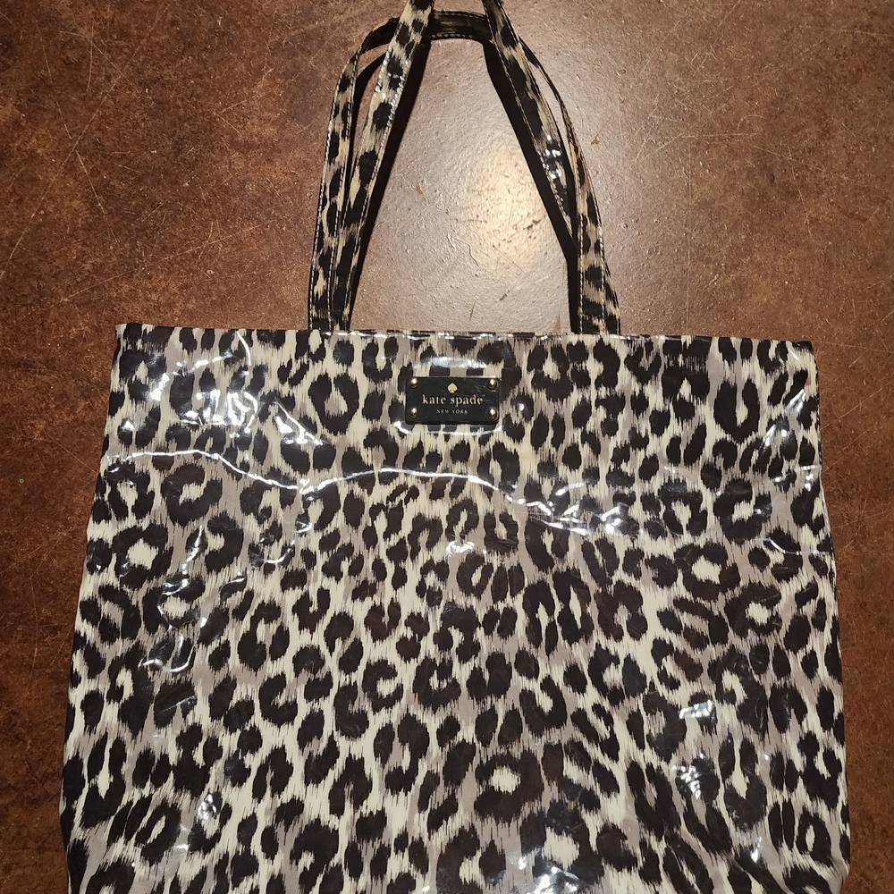 Kate Spade Black and Cream Tote Bag with Leopard Print